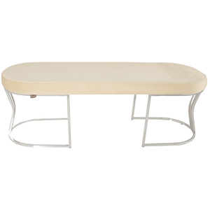 Viego Silver Smooth Bench Lüks Metal Gümüş Ayak, Chester Model Yatak Ucu Puf Krem