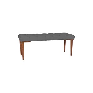 Classic Retro Gürgen Ayak Chester Model Kapitoneli Puf Bench - Ceviz Ayak Gri