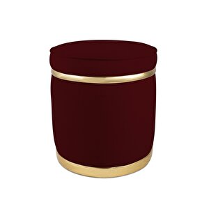 Zerafet Gold Kaplama Luxery Puf, Pofuduk Puf, Makyaj Koltuğu Bordo