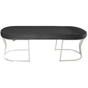 Viego Silver Smooth Bench Lüks Metal Gümüş Ayak, Chester Model Yatak Ucu Puf Antrasit