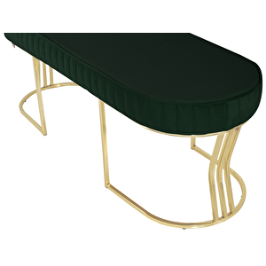 Viego Gold Striped Bench Lüks Metal Gold Ayak, Chester Model Yatak Ucu Puf