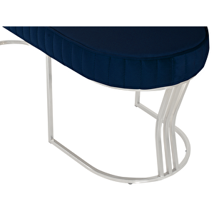 Viego Silver Striped Bench Lüks Metal Gümüş Ayak, Chester Model Yatak Ucu Puf