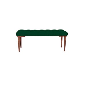 Classic Retro Gürgen Ayak Chester Model Kapitoneli Puf Bench - Ceviz Ayak Yeşil