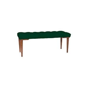 Classic Retro Gürgen Ayak Chester Model Kapitoneli Puf Bench - Ceviz Ayak Yeşil