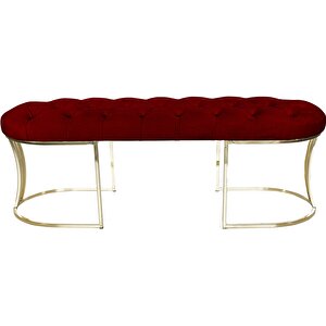 Viego Gold Puf - Lüks Metal Gold Ayak, Chester Model Yatak Ucu Bench Puf