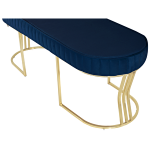 Viego Gold Striped Bench Lüks Metal Gold Ayak, Chester Model Yatak Ucu Puf