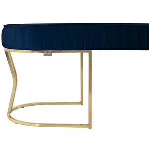 Viego Gold Striped Bench Lüks Metal Gold Ayak, Chester Model Yatak Ucu Puf
