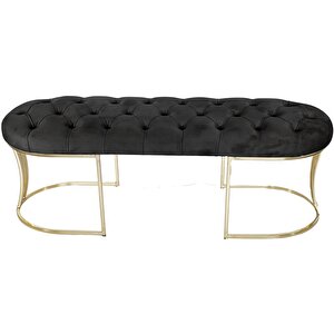Viego Gold Puf - Lüks Metal Gold Ayak, Chester Model Yatak Ucu Bench Puf Antrasit