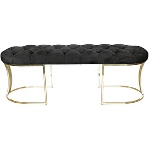 Viego Gold Puf - Lüks Metal Gold Ayak, Chester Model Yatak Ucu Bench Puf