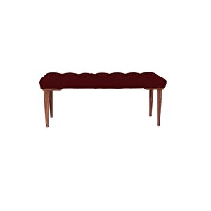 Classic Retro Gürgen Ayak Chester Model Kapitoneli Puf Bench - Ceviz Ayak Bordo