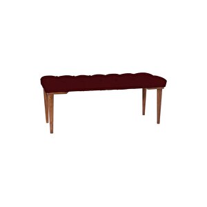 Classic Retro Gürgen Ayak Chester Model Kapitoneli Puf Bench - Ceviz Ayak Bordo