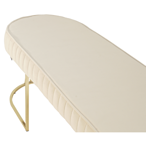 Viego Gold Striped Bench Lüks Metal Gold Ayak, Chester Model Yatak Ucu Puf