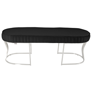 Viego Silver Striped Bench Lüks Metal Gümüş Ayak, Chester Model Yatak Ucu Puf Antrasit