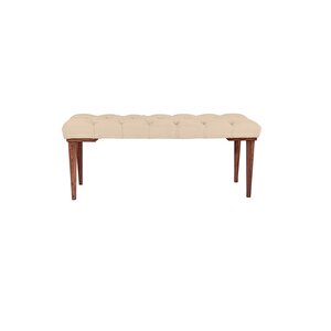 Classic Retro Gürgen Ayak Chester Model Kapitoneli Puf Bench - Ceviz Ayak Beyaz 02