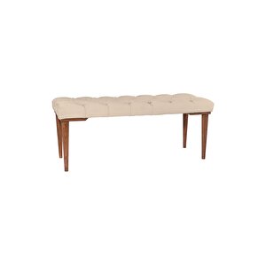 Classic Retro Gürgen Ayak Chester Model Kapitoneli Puf Bench - Ceviz Ayak Beyaz 02