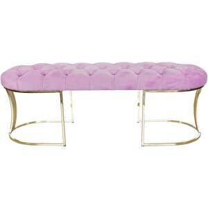 Viego Gold Puf - Lüks Metal Gold Ayak, Chester Model Yatak Ucu Bench Puf