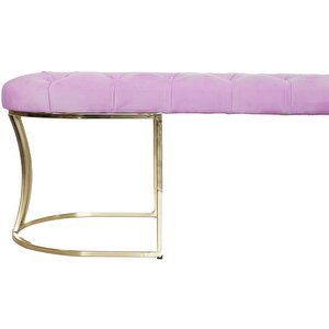 Viego Gold Puf - Lüks Metal Gold Ayak, Chester Model Yatak Ucu Bench Puf
