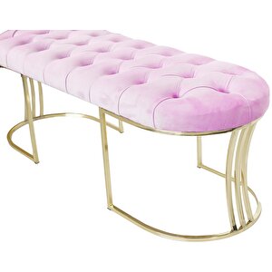 Viego Gold Puf - Lüks Metal Gold Ayak, Chester Model Yatak Ucu Bench Puf