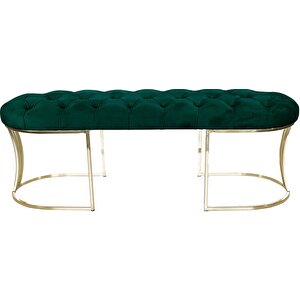 Viego Gold Puf - Lüks Metal Gold Ayak, Chester Model Yatak Ucu Bench Puf