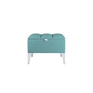 Vetra Silver Mini Royal Sandıklı Puf, Dekoratif Bench Puf Turkuaz 256271