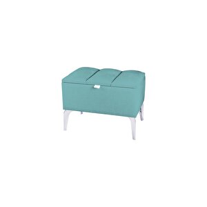 Vetra Silver Mini Royal Sandıklı Puf, Dekoratif Bench Puf Turkuaz 256271