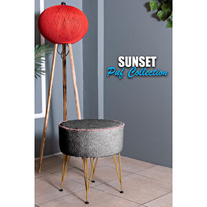 Sunset Teddy Yuvarlak Puf Antrasit