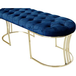 Viego Gold Puf - Lüks Metal Gold Ayak, Chester Model Yatak Ucu Bench Puf