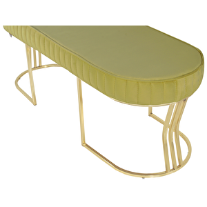 Viego Gold Striped Bench Lüks Metal Gold Ayak, Chester Model Yatak Ucu Puf