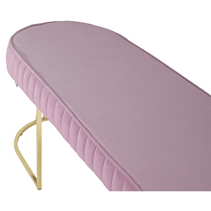 Viego Gold Striped Bench Lüks Metal Gold Ayak, Chester Model Yatak Ucu Puf