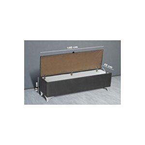 Vetra Chester Model Açık Gri Sandıklı Puf - Kapitoneli Model 140cm Sandıklı Bank