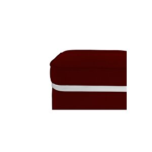 Zengo Silver Twin Line Kare Puf ,dekoratif Makyaj Masası Pufu Bordo