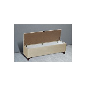 Vetra Chester Model Bej Sandıklı Puf - Kapitoneli Model 140cm Sandıklı Bank Sarı
