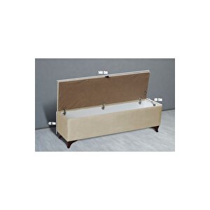 Vetra Chester Model Bej Sandıklı Puf - Kapitoneli Model 140cm Sandıklı Bank Sarı