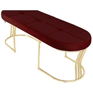 Viego Gold Exclusive Bench Lüks Metal Gold Ayak, Chester Model Yatak Ucu Puf Bordo