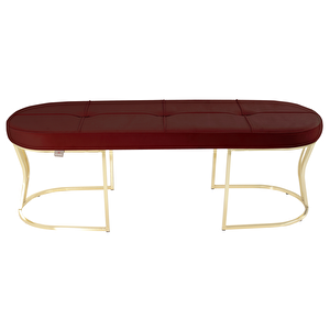 Viego Gold Exclusive Bench Lüks Metal Gold Ayak, Chester Model Yatak Ucu Puf Bordo