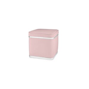 Zengo Silver Twin Line Kare Puf ,dekoratif Makyaj Masası Pufu Pembe