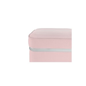 Zengo Silver Twin Line Kare Puf ,dekoratif Makyaj Masası Pufu Pembe