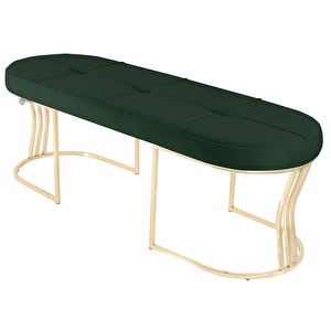 Viego Gold Exclusive Bench Lüks Metal Gold Ayak, Chester Model Yatak Ucu Puf Yeşil