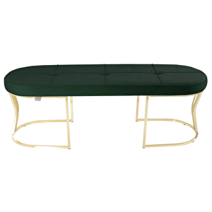 Viego Gold Exclusive Bench Lüks Metal Gold Ayak, Chester Model Yatak Ucu Puf Yeşil