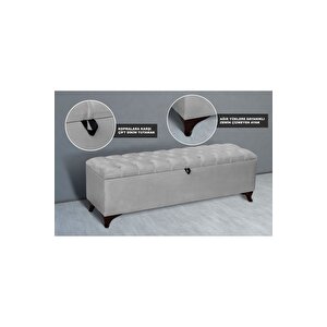 Vetra Chester Model Beyaz Sandıklı Puf - Kapitoneli Model 140cm Sandıklı Bank Beyaz