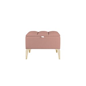 Vetra Silver Mini Royal Sandıklı Puf, Dekoratif Bench Puf Pudra