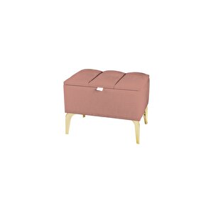 Vetra Silver Mini Royal Sandıklı Puf, Dekoratif Bench Puf Pudra