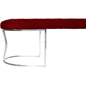 Viego Silver Puf Lüks Metal Gümüş Ayak, Chester Model Yatak Ucu Bench