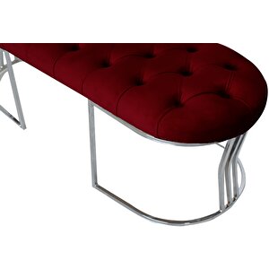 Viego Silver Puf Lüks Metal Gümüş Ayak, Chester Model Yatak Ucu Bench