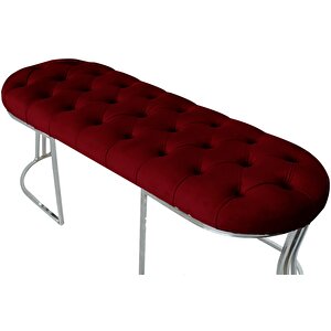 Viego Silver Puf Lüks Metal Gümüş Ayak, Chester Model Yatak Ucu Bench