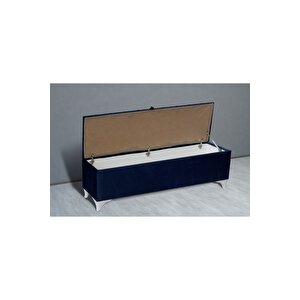 Vetra Chester Model Mavi Sandıklı Puf - Kapitoneli Model 140cm Sandıklı Bank Mavi