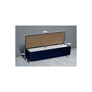Vetra Chester Model Mavi Sandıklı Puf - Kapitoneli Model 140cm Sandıklı Bank Mavi