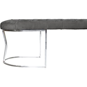 Viego Silver Puf Lüks Metal Gümüş Ayak, Chester Model Yatak Ucu Bench