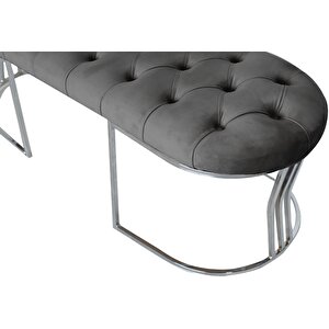 Viego Silver Puf Lüks Metal Gümüş Ayak, Chester Model Yatak Ucu Bench