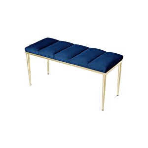Vesta Gold Bench Luxery Metal Ayaklı Puf Mavi